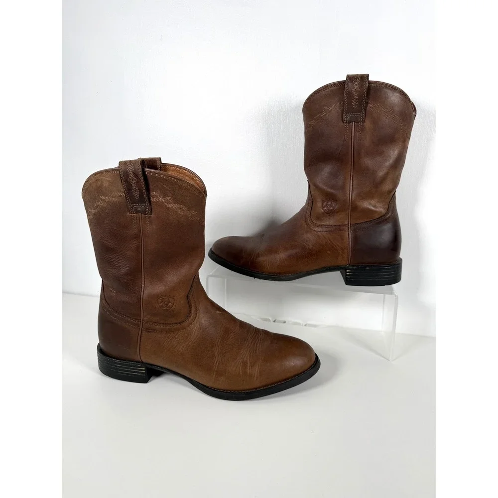 Ariat Men's US 12D Brown Leather Western Cowboy Boots Pull On Style 10002284